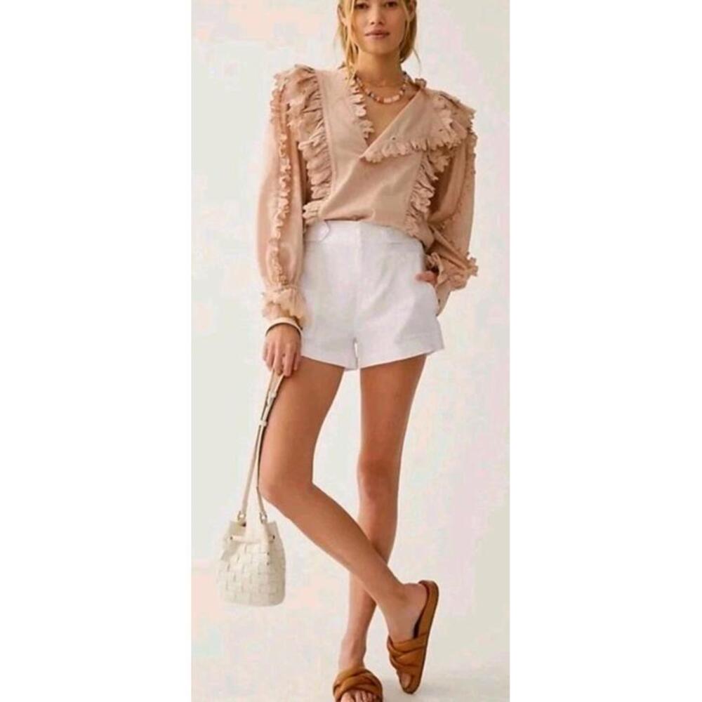 Maeve Sailor By Anthropologie White Chino Shorts Pockets Size 10 Womens #CB3 - Picture 15 of 15